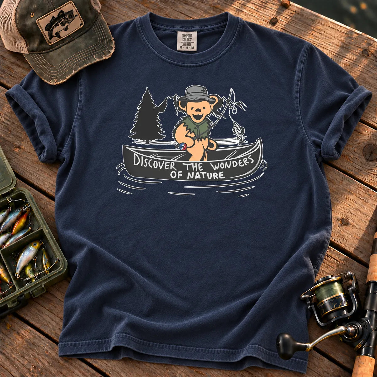 Wonders of Nature Fishing T-Shirt in True Navy