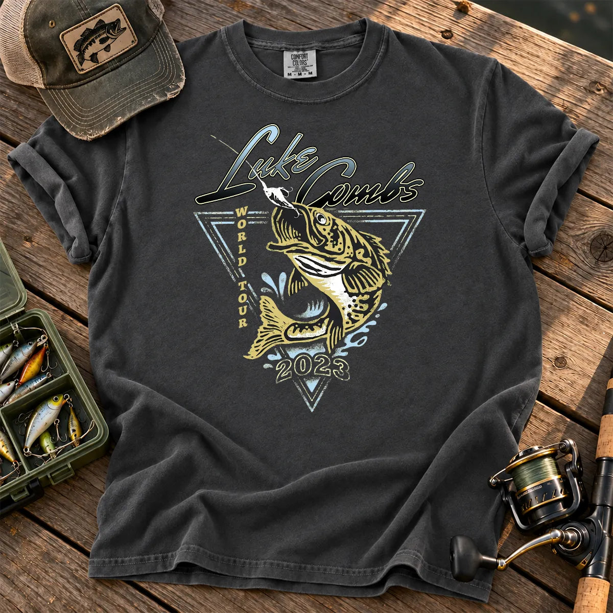 World Tour Bass Fishing T-Shirt in Pepper