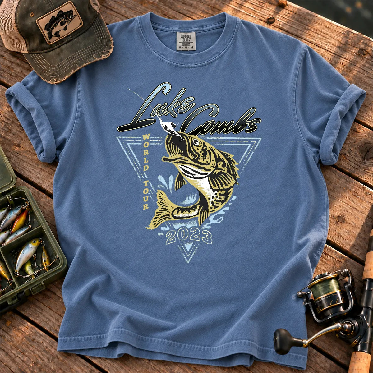 World Tour Bass Fishing T-Shirt in Blue Jean