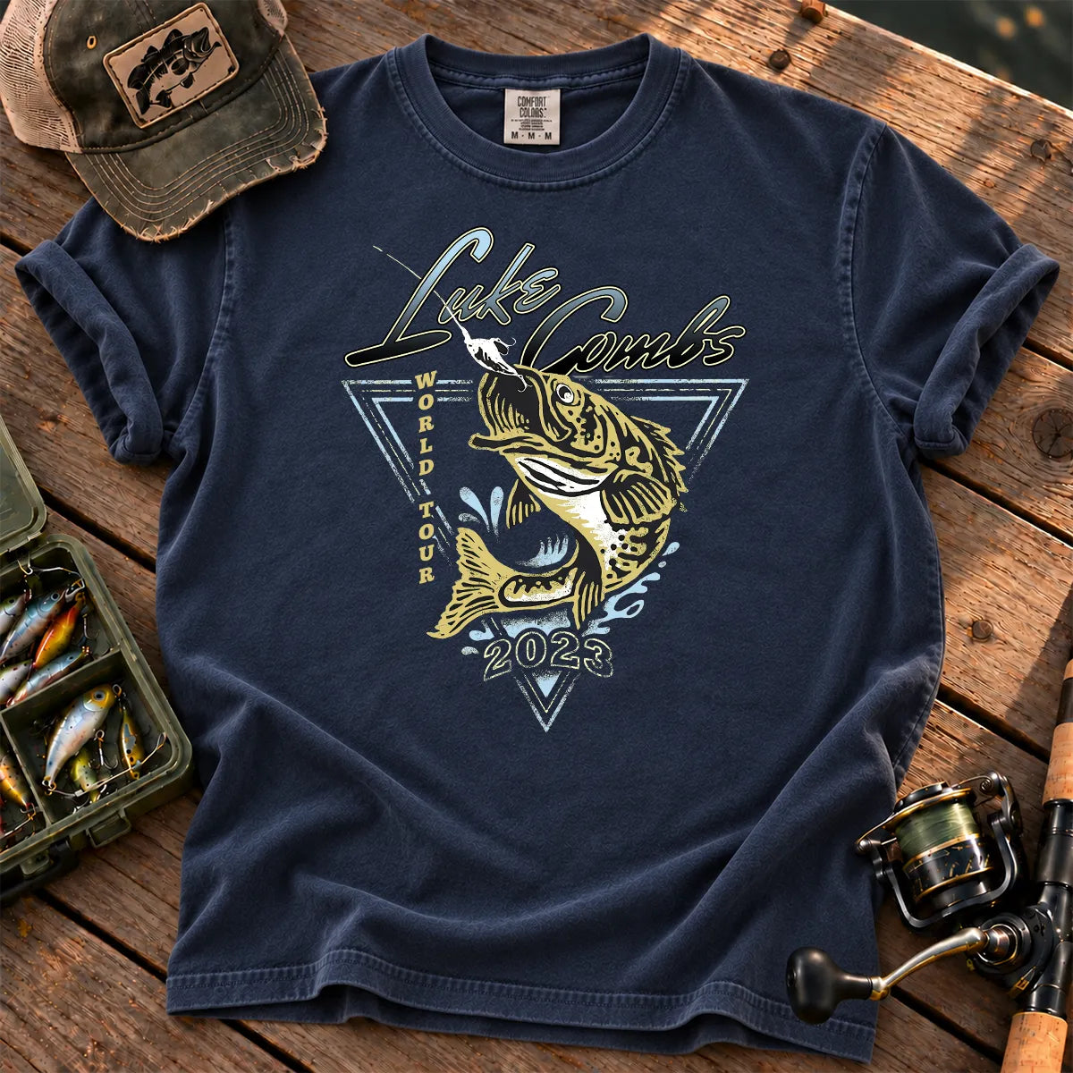 World Tour Bass Fishing T-Shirt in True Navy