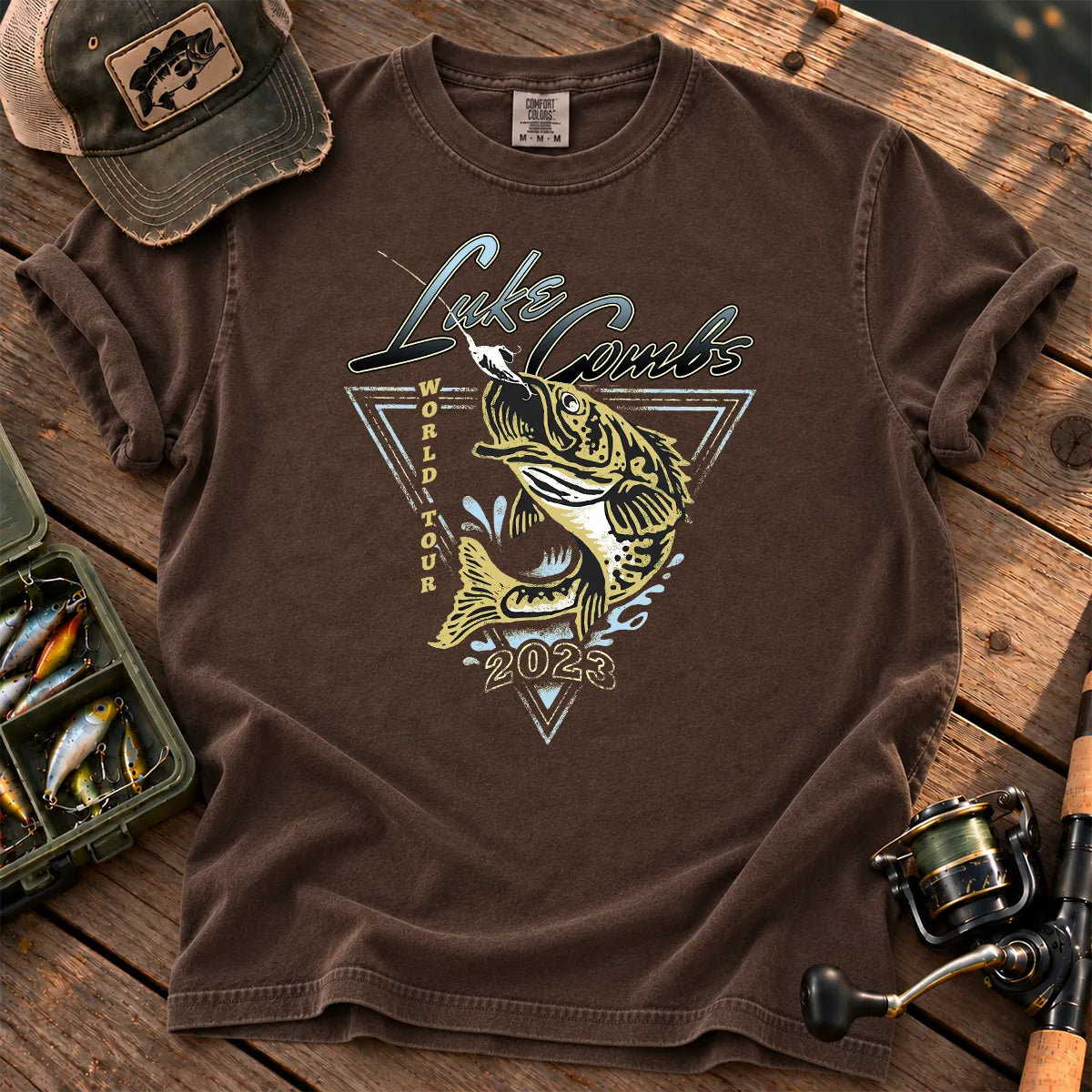 World Tour Bass Fishing T-Shirt in Espresso
