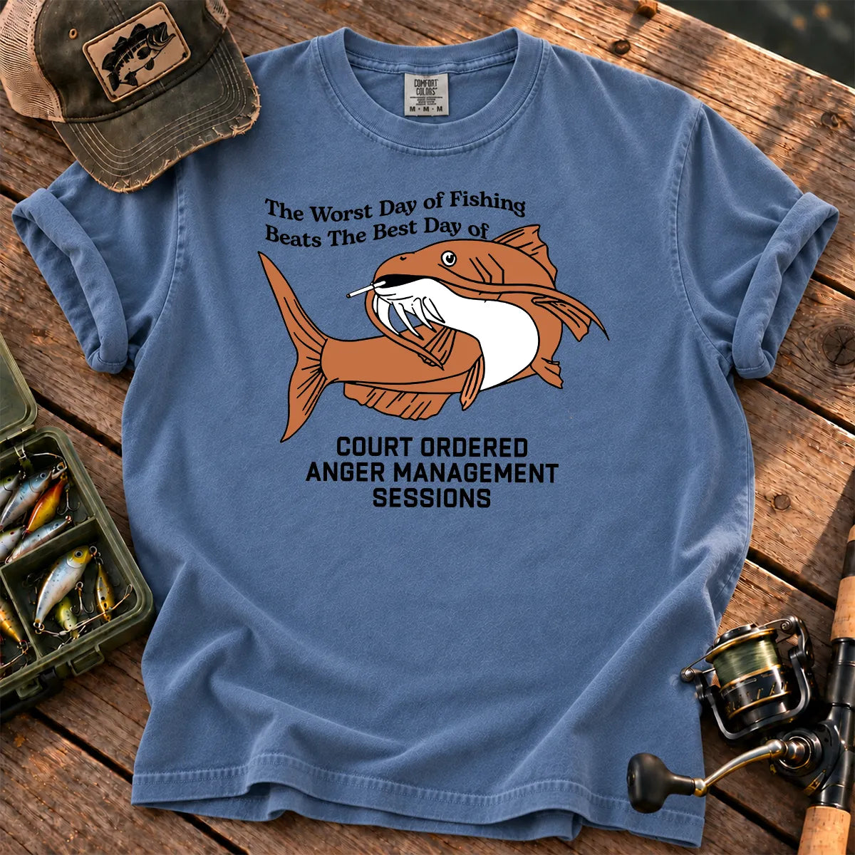 Worst Day Fishing T-Shirt in Blue Jean