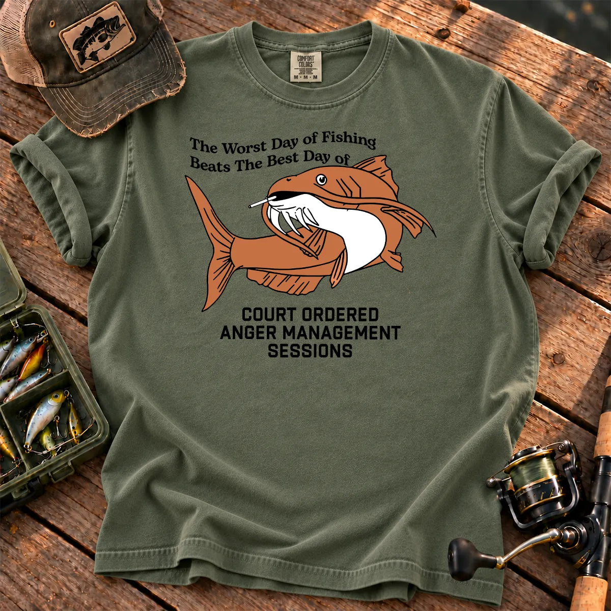 Worst Day Fishing T-Shirt in Moss